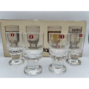 4 Vintage Iittala Tapio Wirkkala Mitro Crystal Icy Drink Glasses Barware